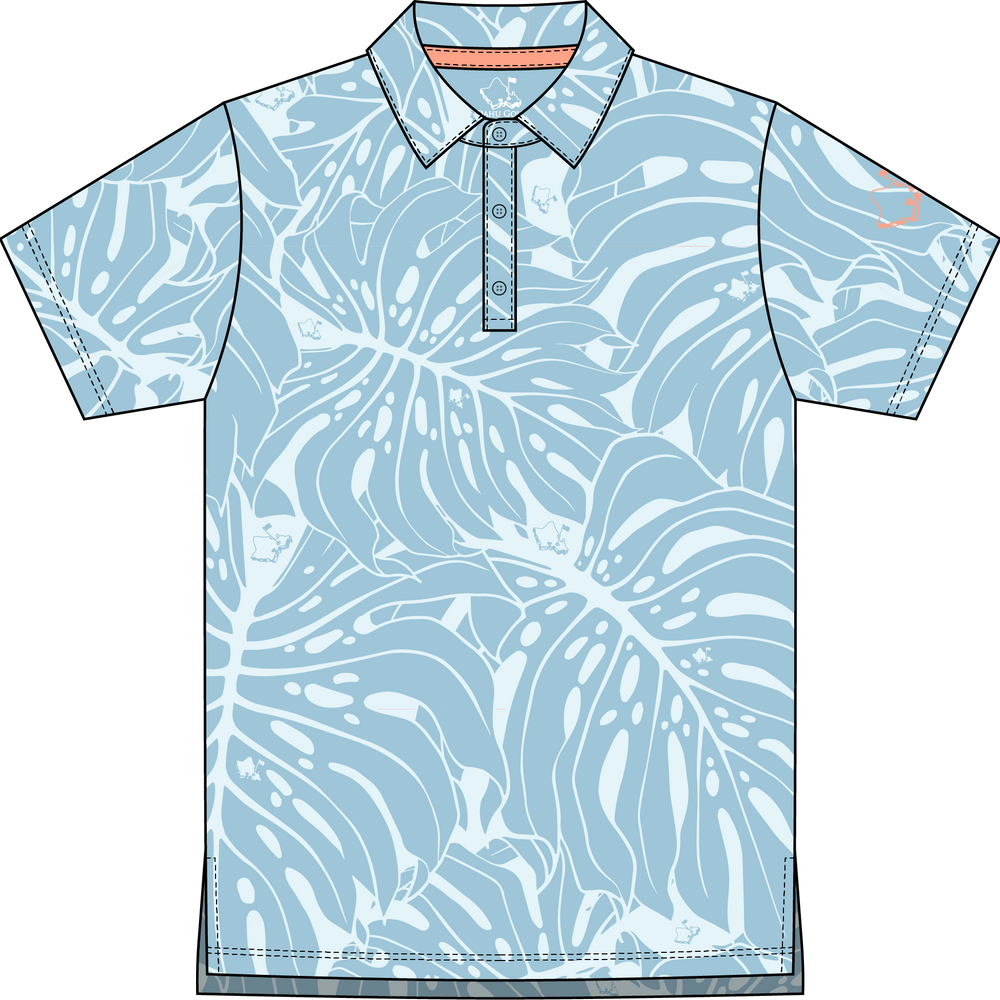 "Monstera 2-0" Tonal Slate - OGA Youth Polo - Slate Blue