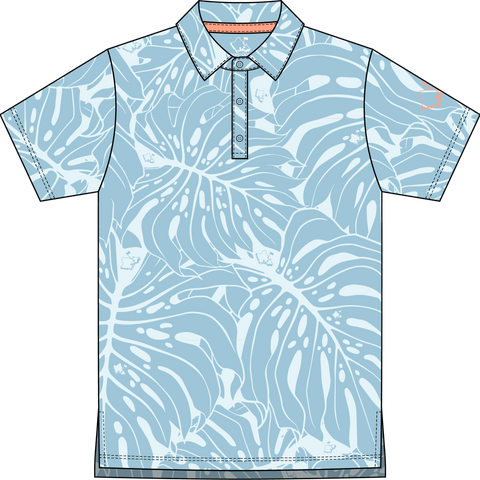 "Monstera 2-0" Tonal Slate - OGA Youth Polo - Slate Blue
