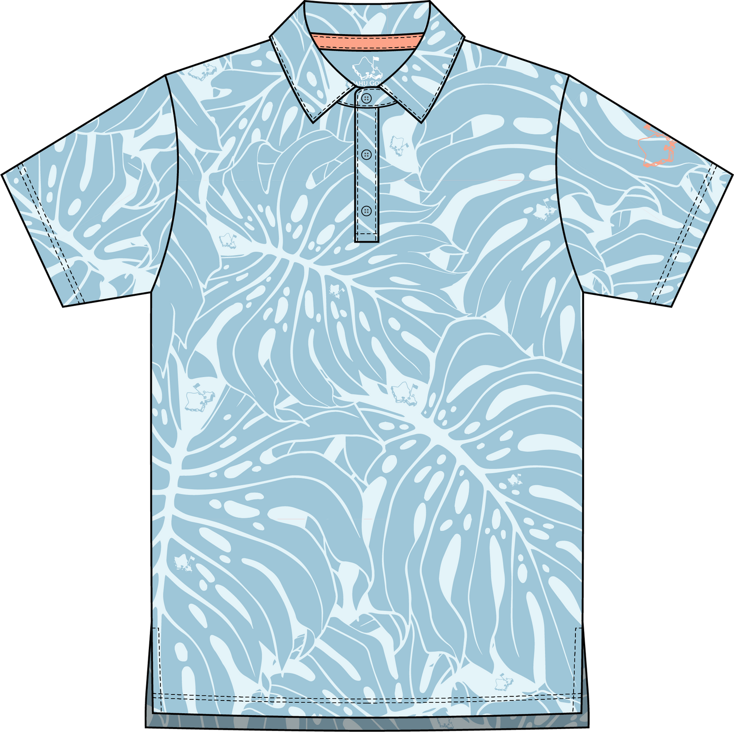 "Monstera 2-0" Tonal Slate - OGA Youth Polo - Slate Blue