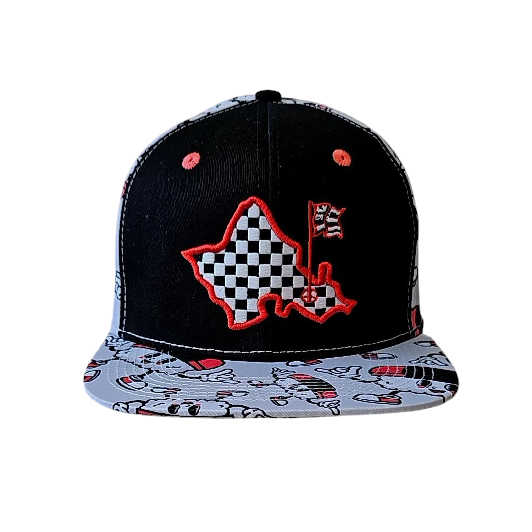 "Musubi Shakas" - 6 Panel Novelty Snapback - Black / White / Red
