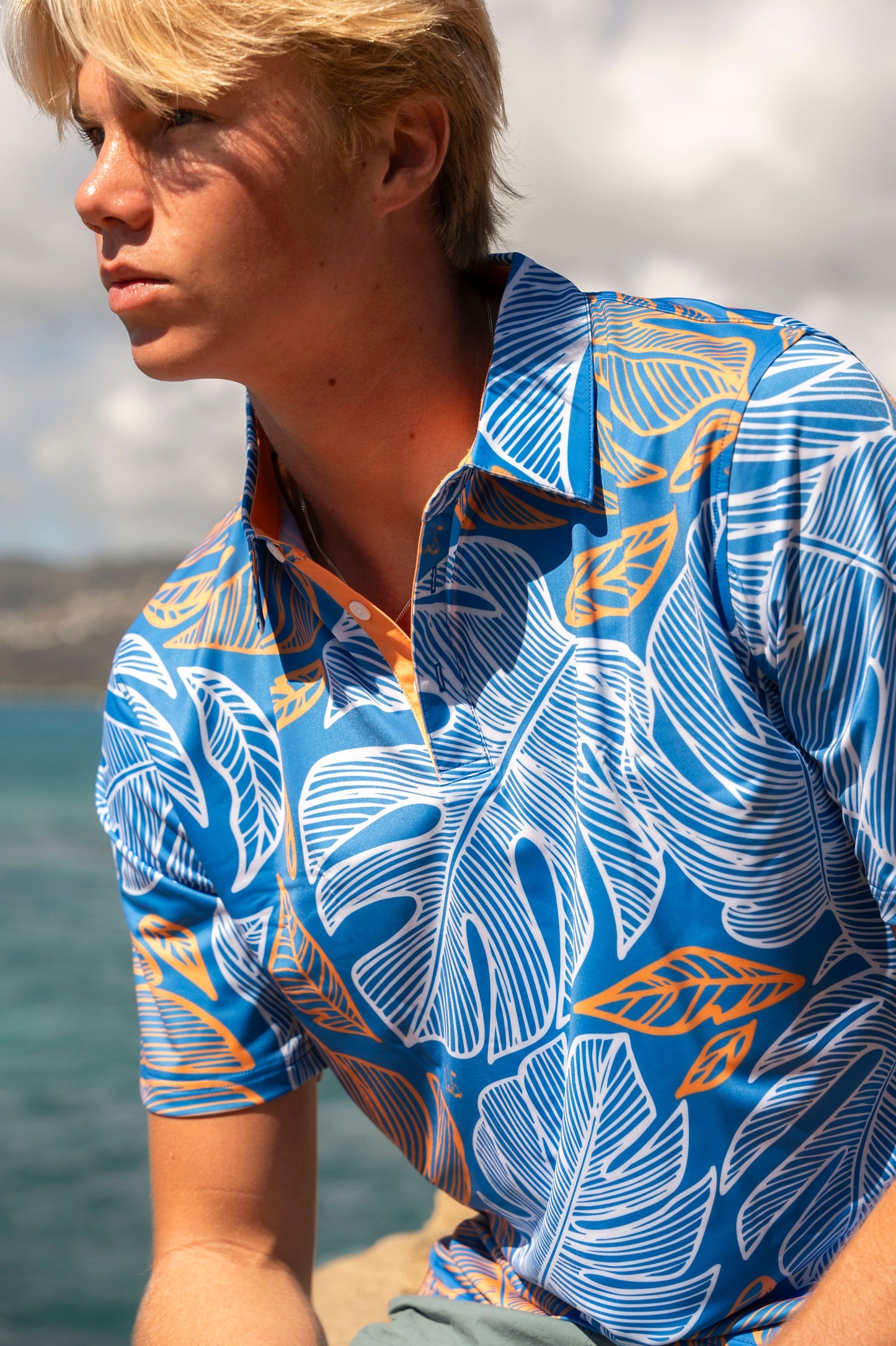 "Out of Line" Sea Gold - OGA Men's Polo - Blue / Gold