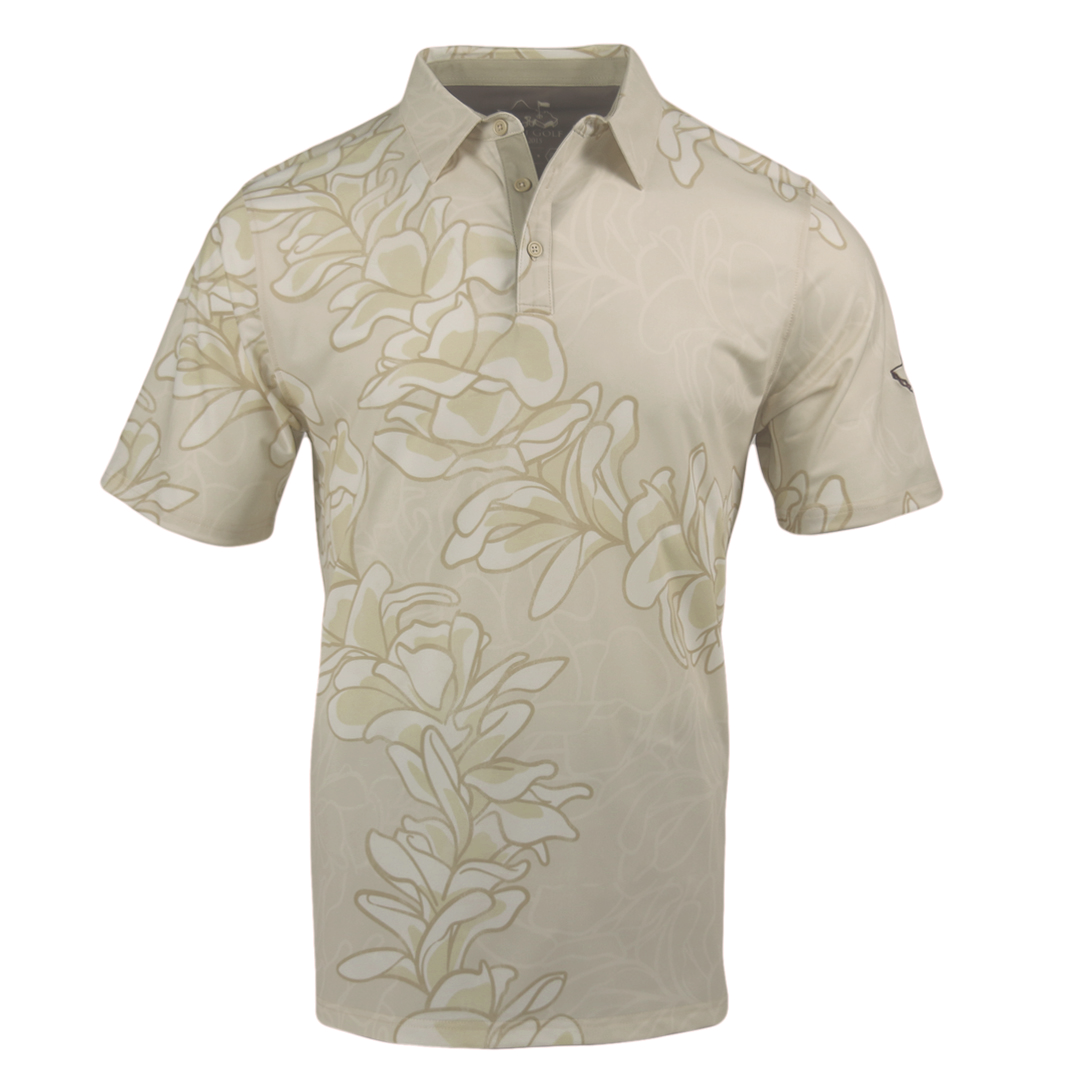 "Plumeria Cream" - OGA Men's Polo - White Gold