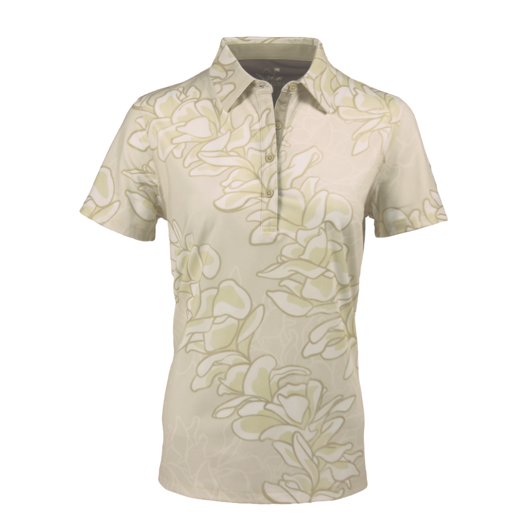 "Plumeria Cream" - OGA Women's Polo - White Gold