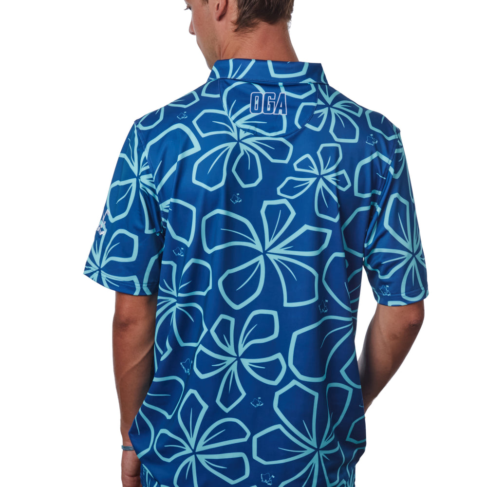 
                      
                        "Retro Plumeria" Makapu'u Blue - OGA Men's Polo - Makapu'u Blue / Sky Blue
                      
                    