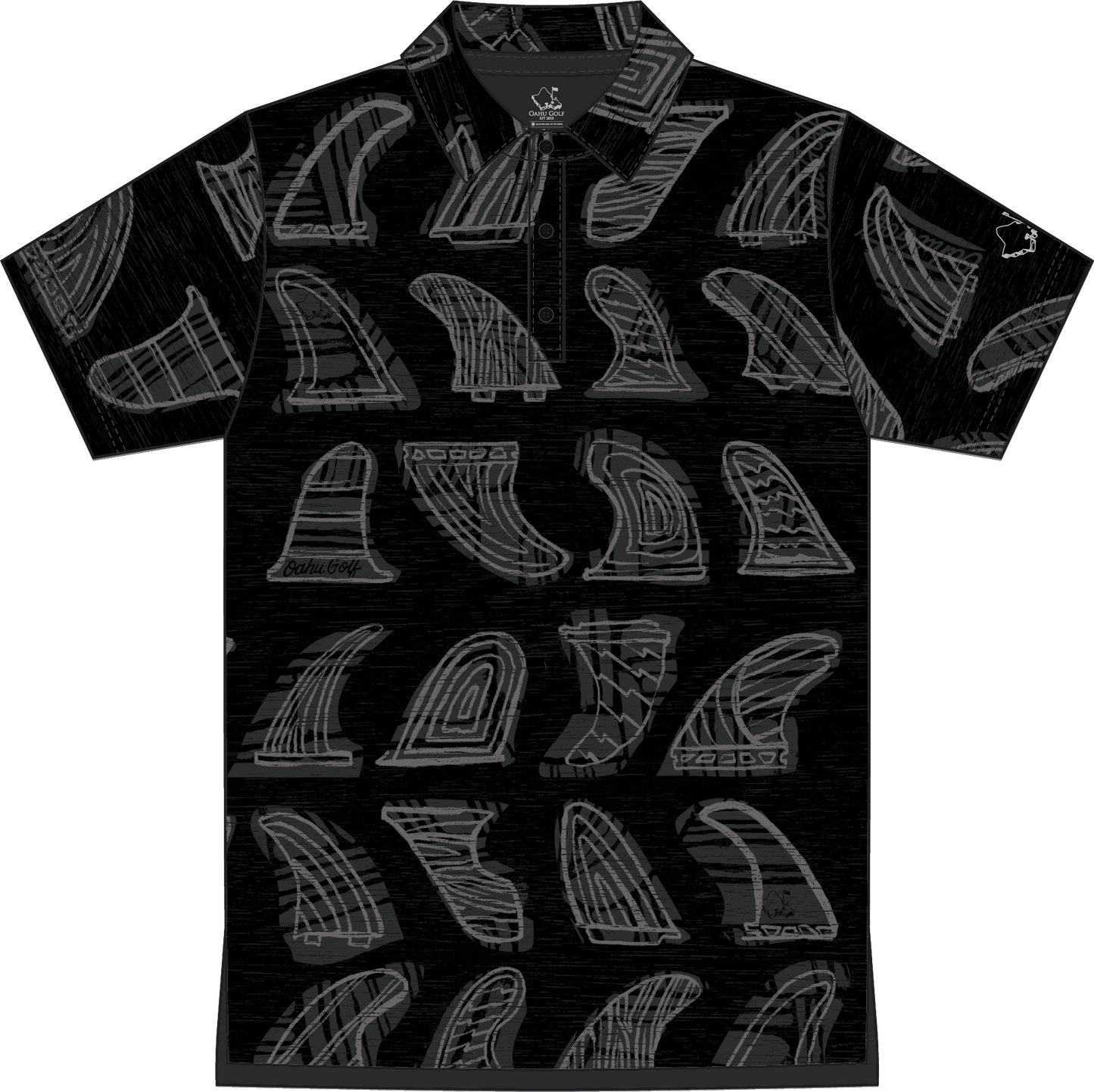 "Skegs" Black Lava - OGA Youth Polo - Black / Gray