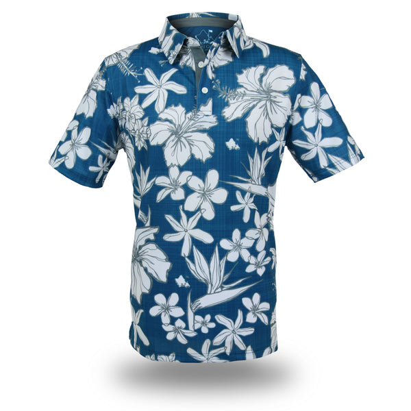 "Sketchy Deep Blue" - OGA Men's Polo - Deep Blue