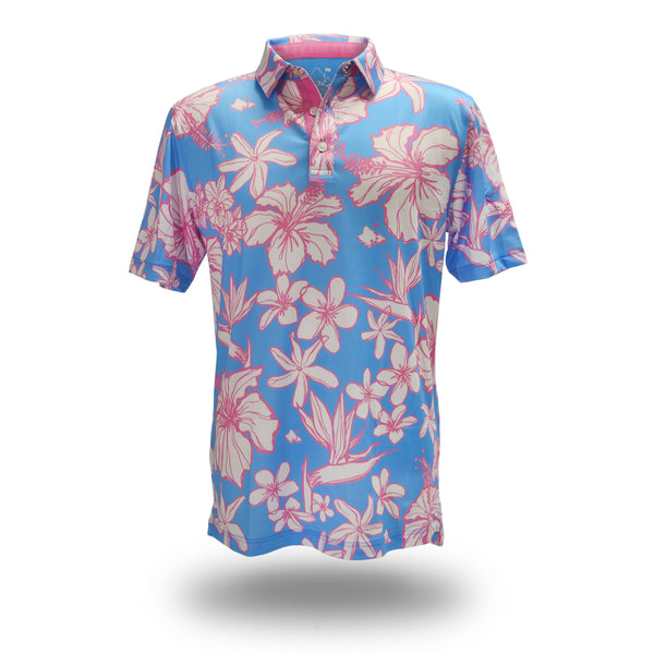 "Sketchy Flora" - OGA Men's Polo - Cotton Candy