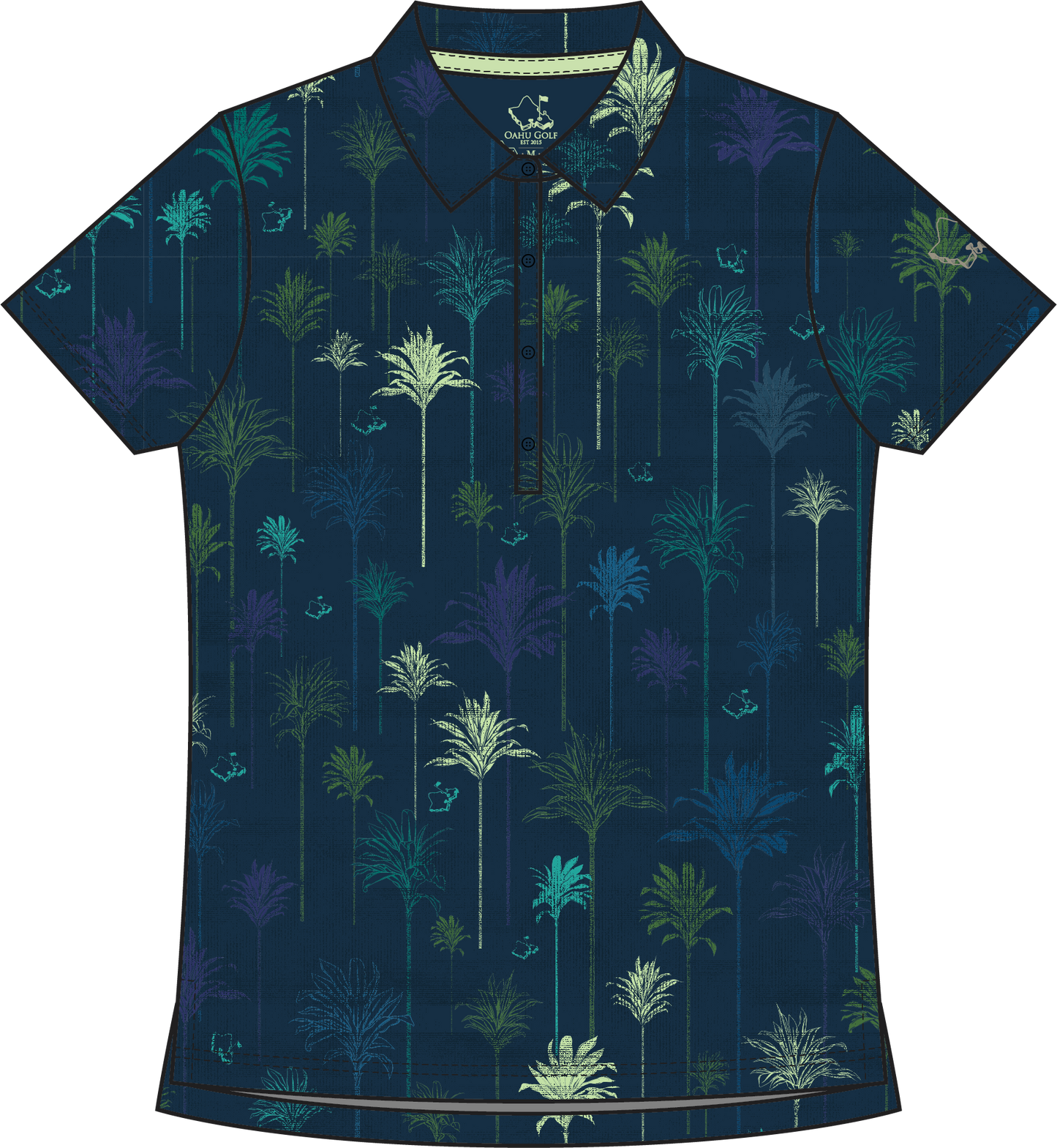 "Ti Leaf" Twilight Sky - OGA Women's Polo - Midnight Blues / Mint