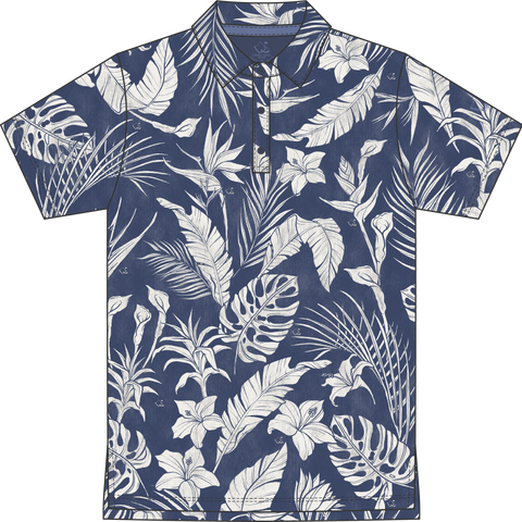 "Tropical Storm" - OGA Youth Polo - Teal Blue / White Mist