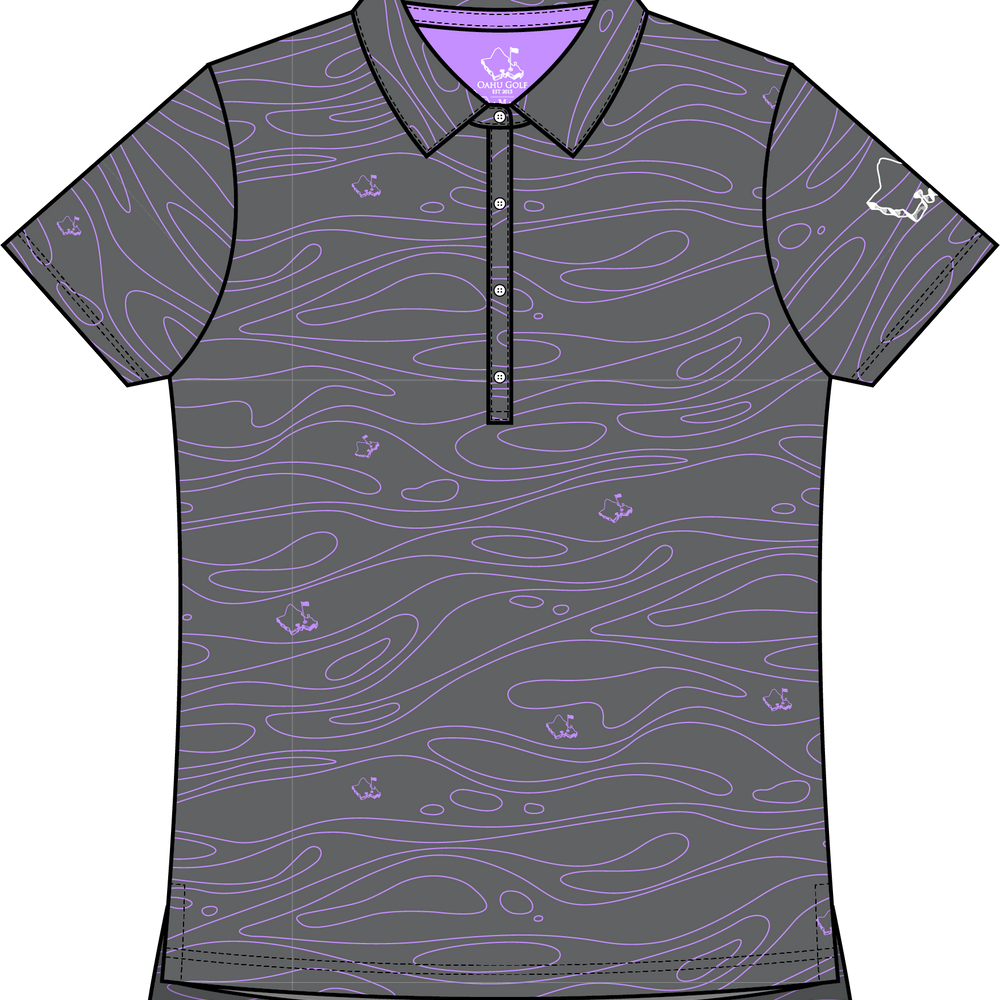"Liquid" Steel Ube - OGA Women's Polo - Steel Gray / Ube