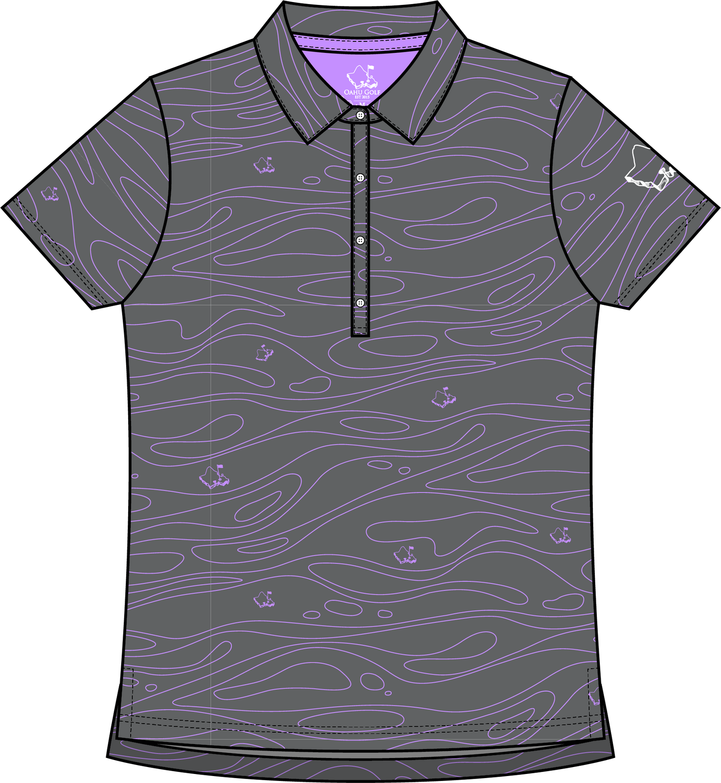 "Liquid" Steel Ube - OGA Women's Polo - Steel Gray / Ube