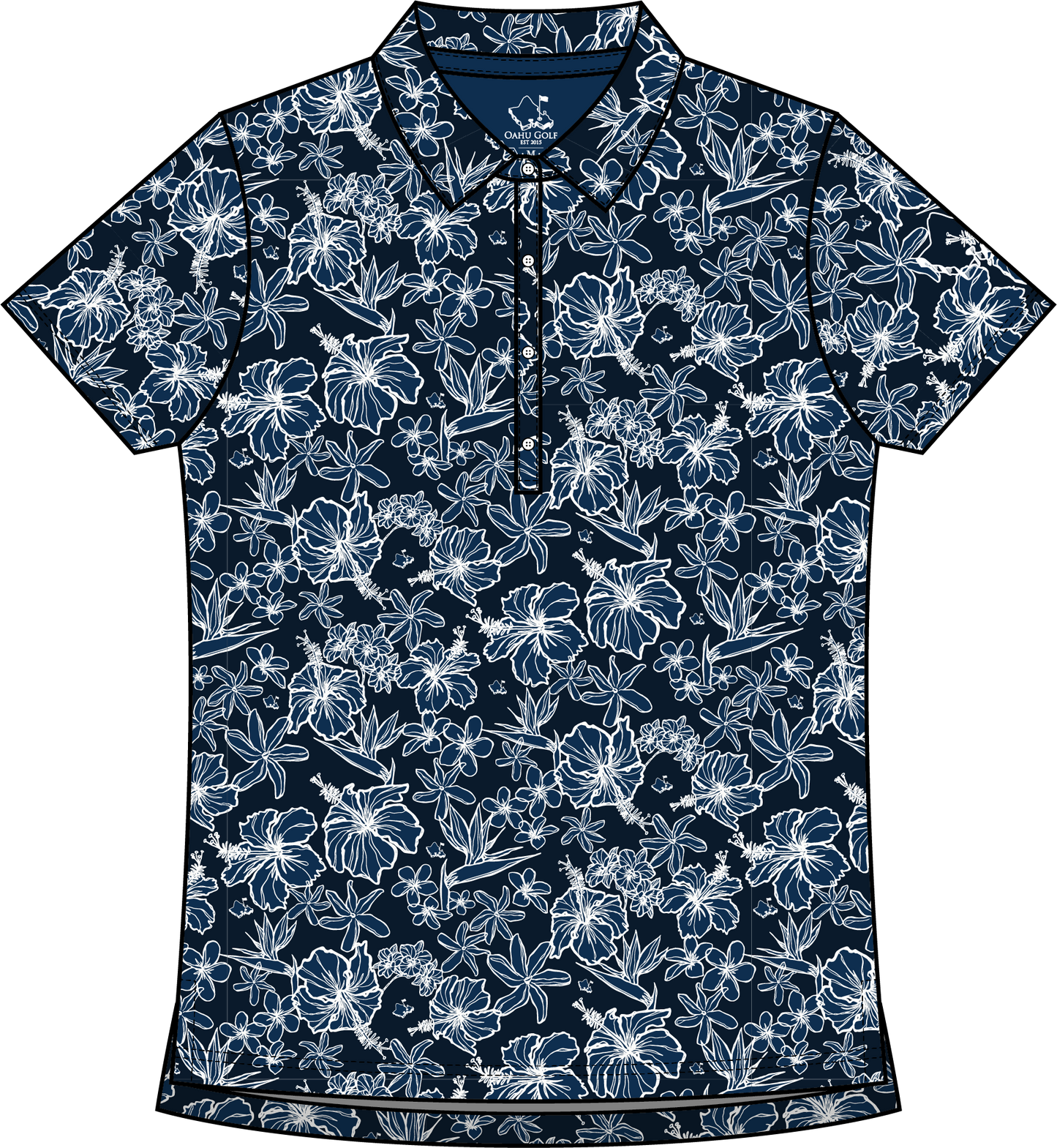 "Small Kine Sketchy" Dark Ocean - OGA Women's Polo - Midnight Blues