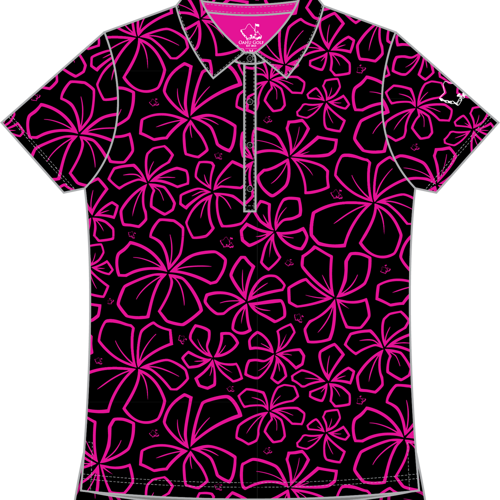 "Mini Retro" Black Neon - OGA Women's Polo - Black / Pink