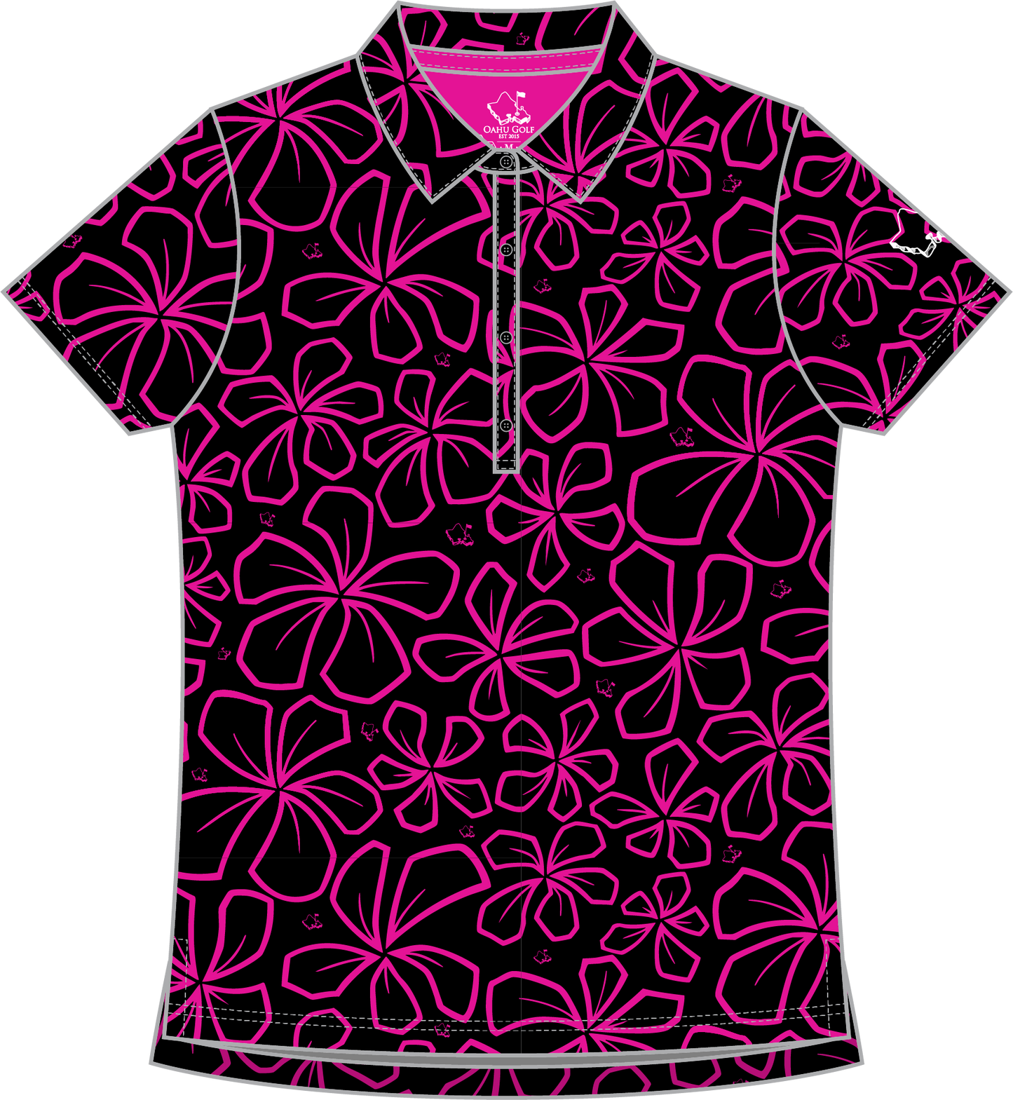 "Mini Retro" Black Neon - OGA Women's Polo - Black / Pink