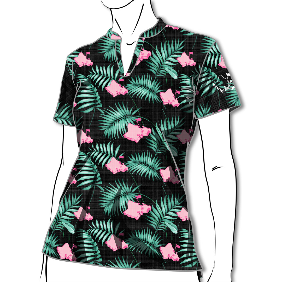 "It's About Time" - OGA Ladies Polo -  Black Green