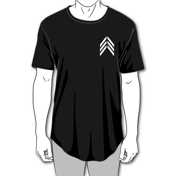 Oahu Golf Apparel - "Chevron Badge" Drop Tail Unisex Graphic Tee - Black