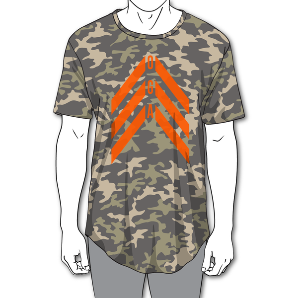 "Chevron Icon" Drop Tail UNISEX Graphic Tee - Khaki Camo