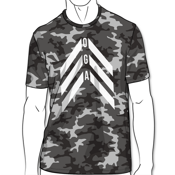 Oahu Golf Apparel - "Chevron Icon" Unisex Graphic Tee - Riverstone Camo - White Print