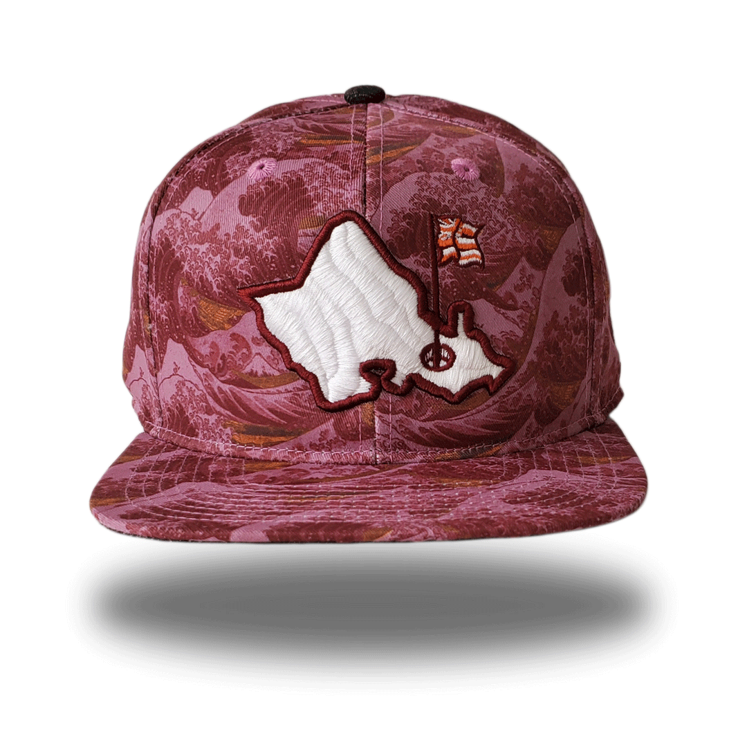 Oahu Golf Apparel - "Bloodshot Waves" - OGA 6 Panel Red Snapback Hat