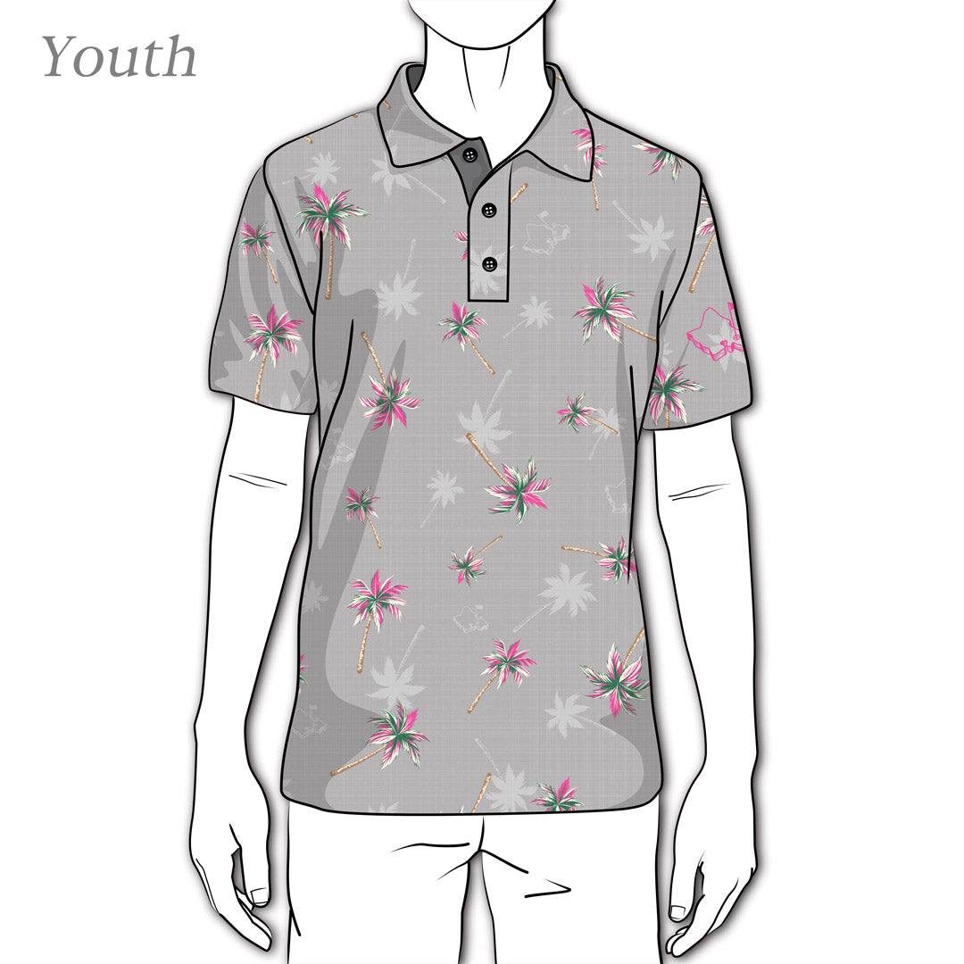 "Palms" - OGA Youth Polo - Steel Gray